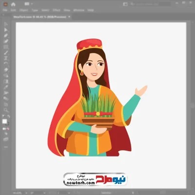 تصویر وکتوری دختر با سبزه نوروز در دست با فرمت eps