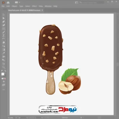 تصویر وکتوری بستنی چوبی با روکش شکلات و فندق با فرمت eps