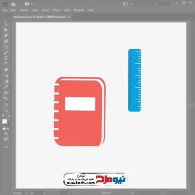 فایل وکتوری دفتر یادداشت و خط کش با فرمت eps