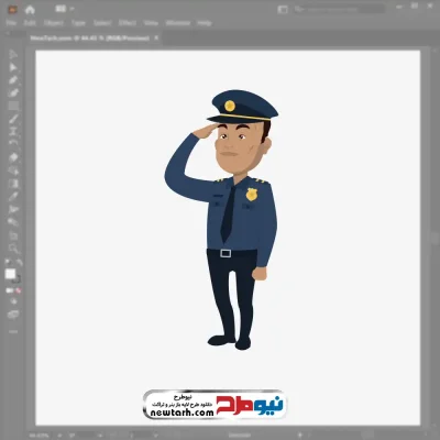 تصویر وکتوری پلیس در حالت احترام نظامی با فرمت eps