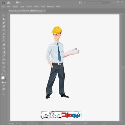 تصویر وکتوری مهندس با نقشه در دست با فرمت eps