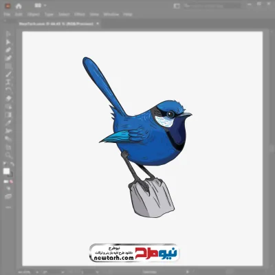 فایل وکتور پرنده آبی نشسته روی سنگ با فرمت eps