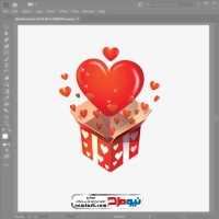 فایل eps جعبه کادویی با قلب های قرمز