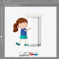 فایل وکتوری دختر بچه با لیوان شیر