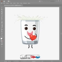 فایل وکتور لیوان شیر با دست و پا