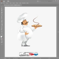 تصویر وکتوری سرآشپز با پیتزا