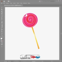 تصویر وکتوری آبنبات چوبی مارپیچی صورتی