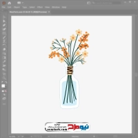 فایل وکتور دسته گل در گلدان شیشه ای